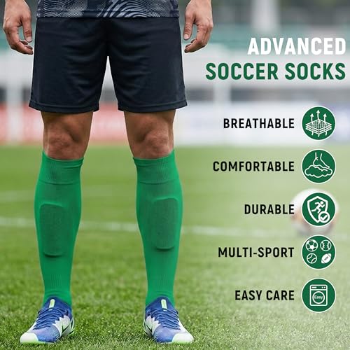 Cushioned Knee High Soccer & Softball Socks - X-Large Green