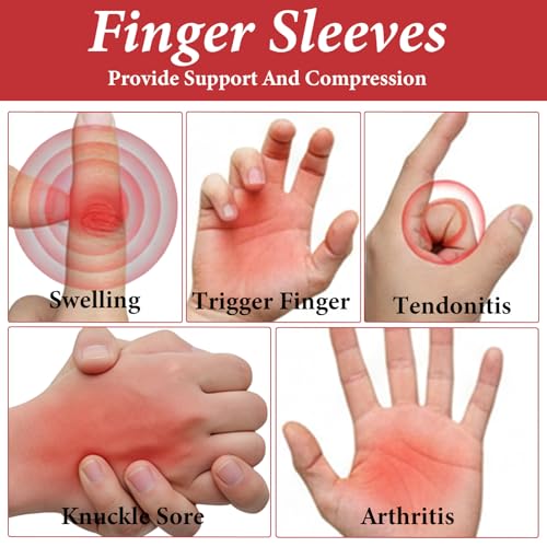 20 PCS Black Finger Sleeves - Compression Support for Sports