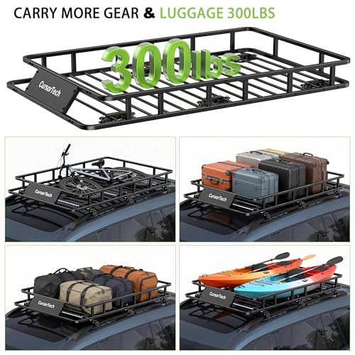 Heavy Duty Roof Basket Cargo Rack - 64" x 39" - Black