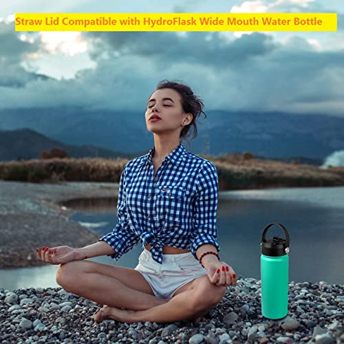 FLORAPELL Black 2-Pack Wide Mouth Straw Lid for Hydro Flask 32oz & 40oz Replacement Flip Top Caps