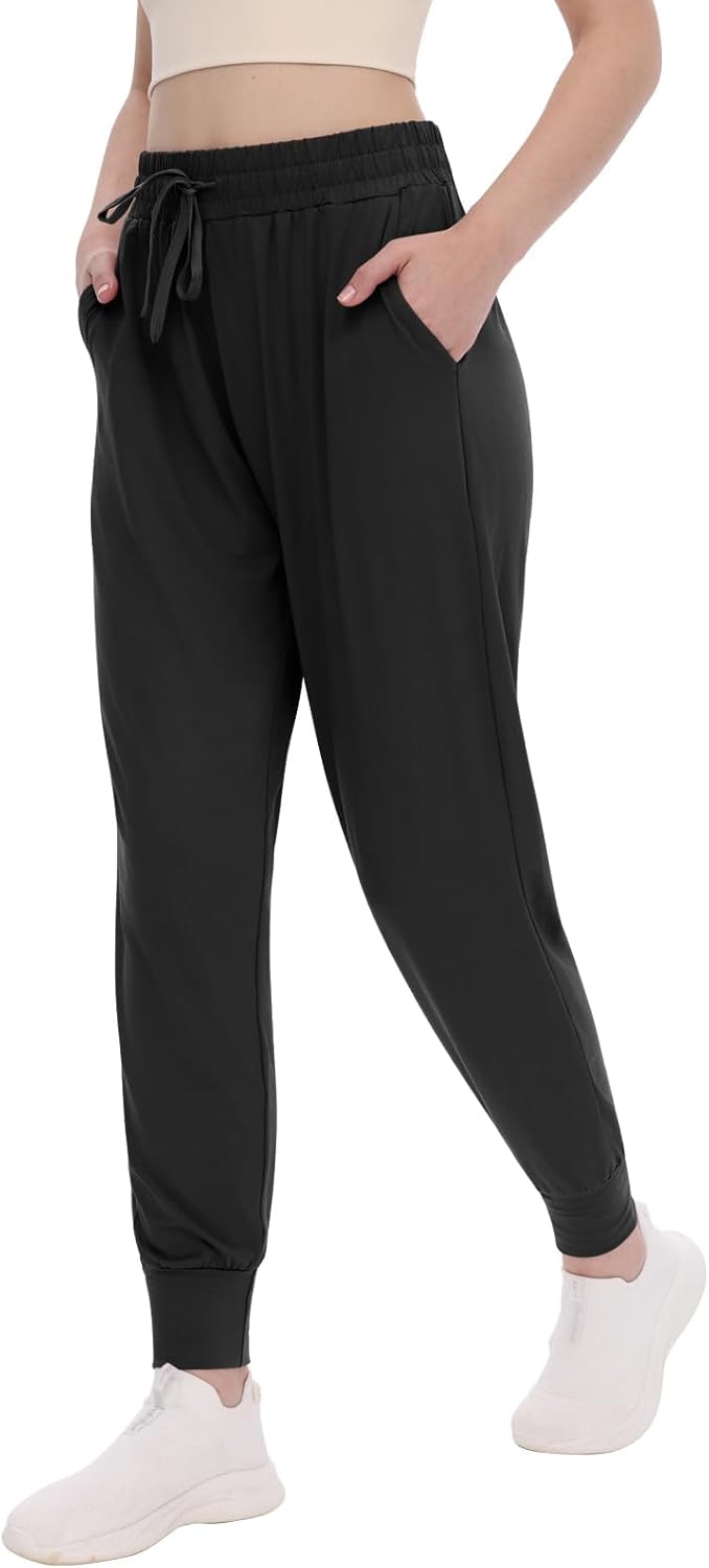 TNNZEET Women's Joggers - High Waisted Lightweight Sweatpants with Pockets | Tapered Leg Design
