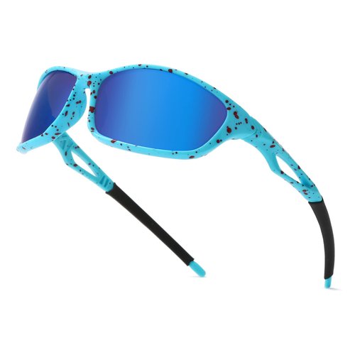 Long Keeper Polarized Sport Sunglasses - Women Men Running Driving Fishing Sunglasses Wrap Around Hiking Sun Glasses (Blue Blue)