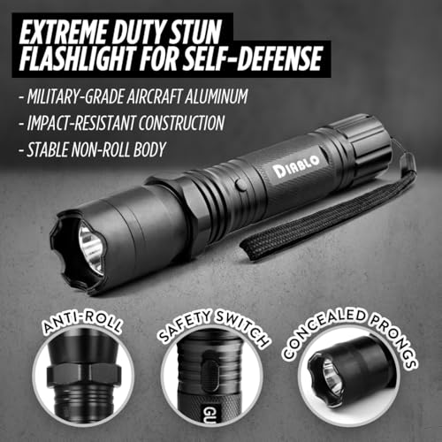 Guard Dog Security 2-in-1 Tactical Stun Gun with LED Flashlight, Rechargeable Tactical Stun Gun for Men, Women Self Defense, Police Strength with Concealed Technology
