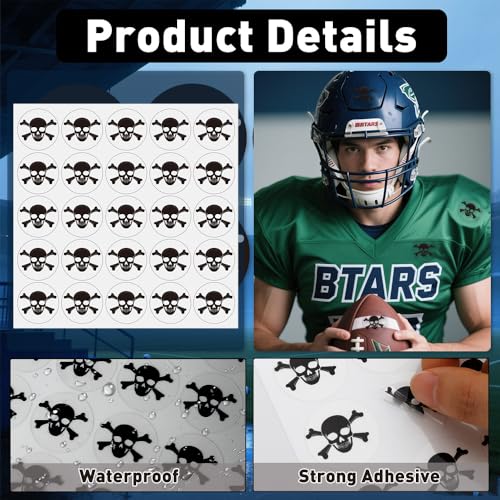 Skull Helmet Stickers - 200 Pcs Vinyl Decals for Sports - Black