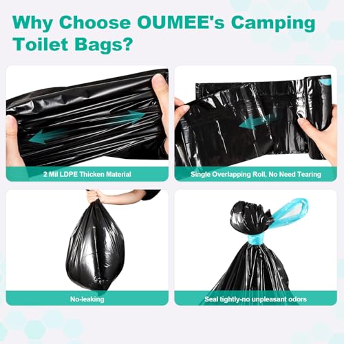 OUMEE Lemon 30 Portable Toilet Bags with 30 Gel Packets - 8 Gallon Camping Waste Set