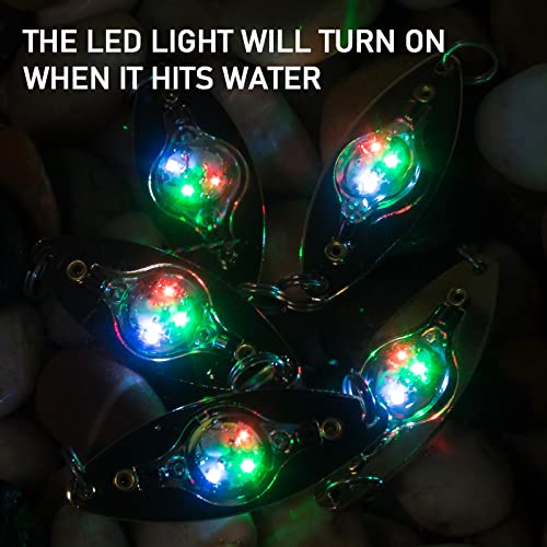 Dr.Fish Upgraded Rotating LED Fishing Lures 5 Pack - Deep Drop Trolling Spoons
