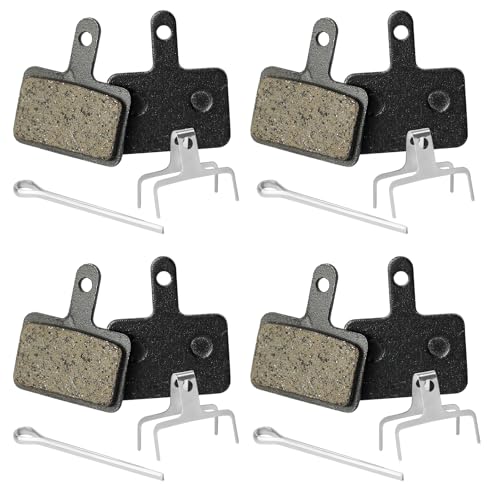 Bike Brake Pads - 4 Pairs Semi-Metallic Disc Pads with Springs