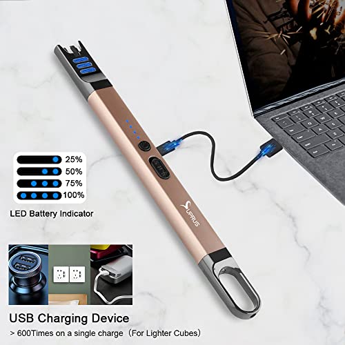 Electric Arc Lighter - Windproof Flameless USB Rechargeable - Champagne Gold