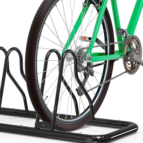 5-Bike Adjustable Floor Storage Rack - Heavy-Duty Steel, Black
