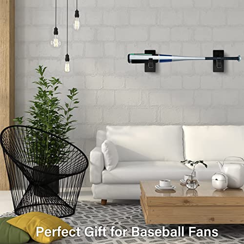 Baseball Bat Wall Mount - Horizontal Holder for Display - Black