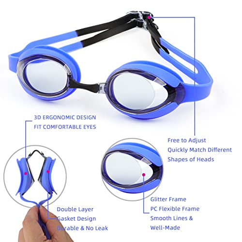 Kids Swim Goggles - Anti-Fog UV Protection - Blue