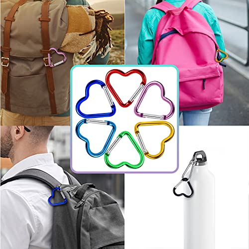 Ferraycle 40 Pcs Aluminum Alloy Heart Carabiner Clips Spring Snap Hooks