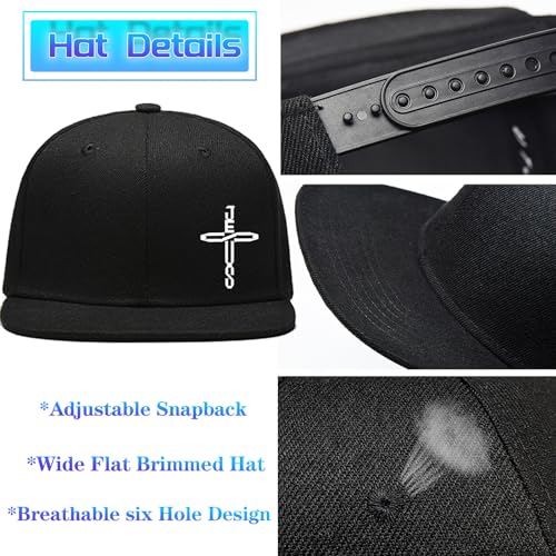 Flat Bill Hats for Men Black Snapback Adjustable Baseball Cap Fitted