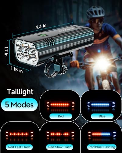 2026 Upgrade 6800Lumen Bike Light for Night Riding,6 LED,5+5 Modes