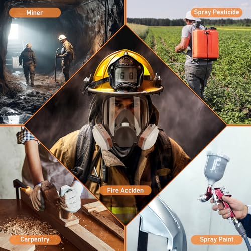 Reusable Full Face Respirator, Gas Cover Organic Vapor Mask and Anti-fog,Dust-proof Face Cover, for Painting, Mechanical Polishing, Logging, Welding and Other Work Protection