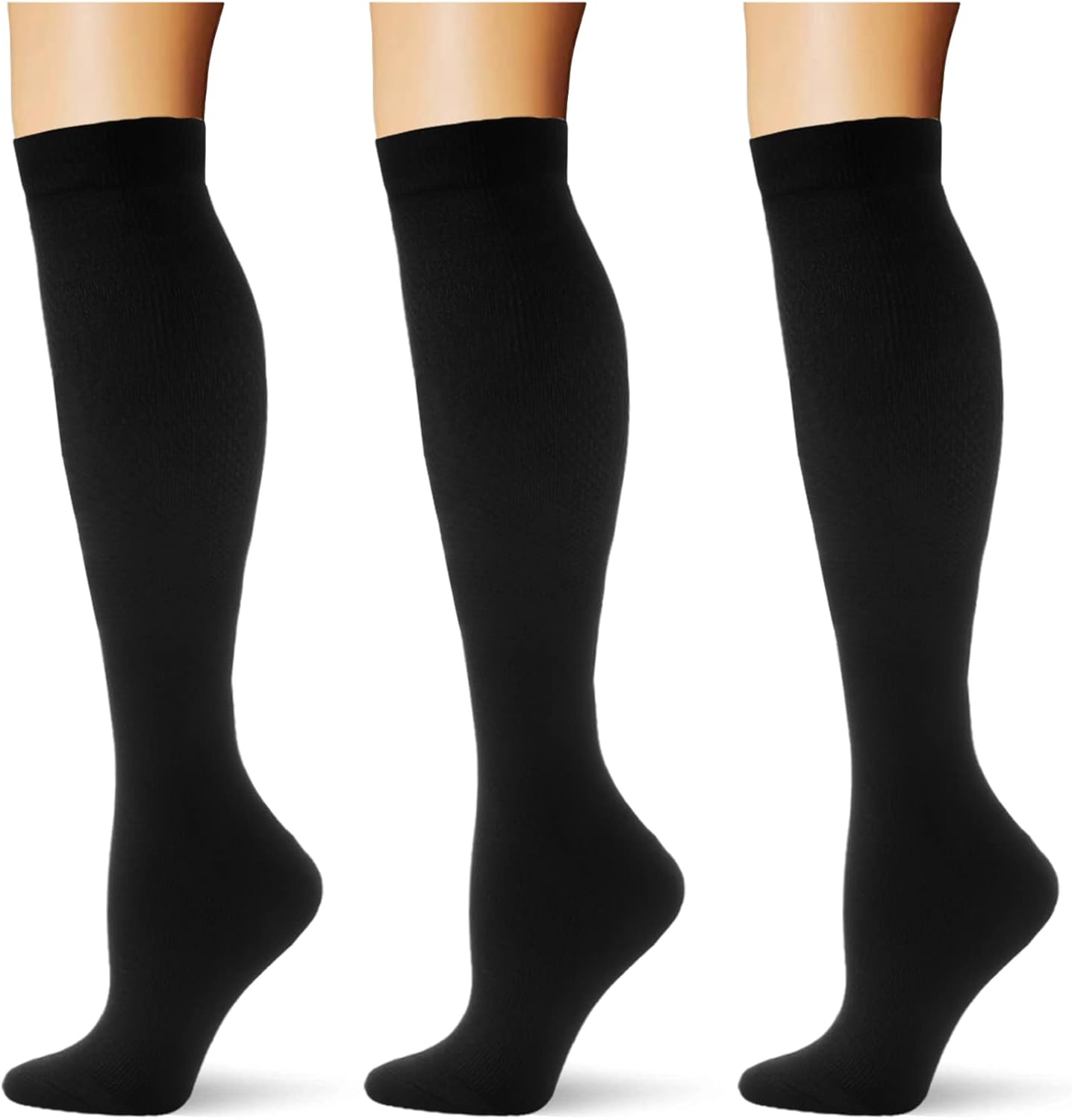 Skiennix Compression Socks - 20-30 mmHg Knee High Support for Athletic Travel | 3 Pairs