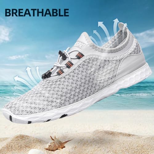 Quick Dry Women's Water Shoes - Aqua Sandals for Beach & Pool - Grey 2