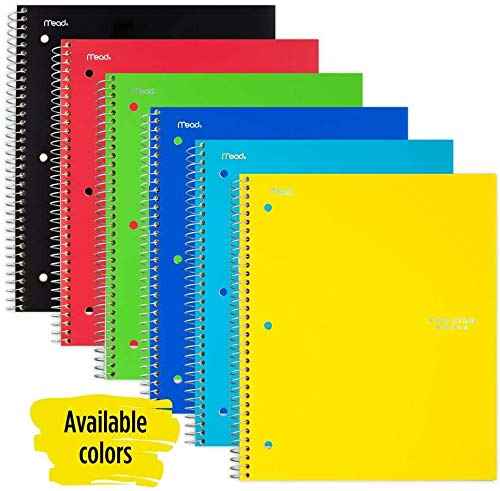 Five Star Spiral Notebook, 1 Subject, Graph Ruled Paper, 100 Sheets, 11" x 8-1/2", Color Will Vary, 4 Pack (06190)
