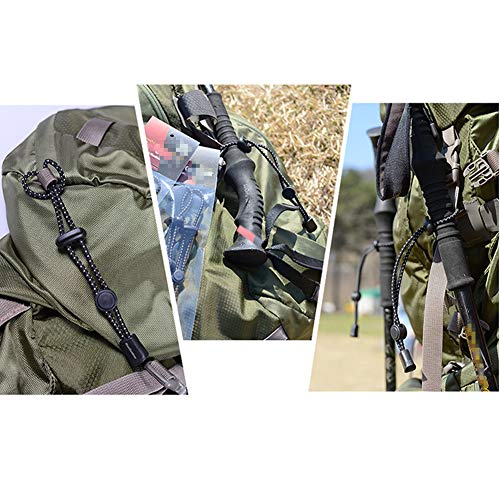2-Piece Adjustable Hiking Pole Holder with Elastic Rope - Black