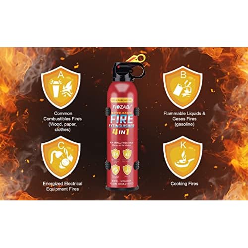 Portable Fire Extinguisher Spray With Bracket Can Prevent Re-Ignition,Best Suitable for The House/Car/Truck/Boat/Kitchen/Home Water-Based Fire Extinguishers Fire Type A/B/C/K 620ml (2 pack)
