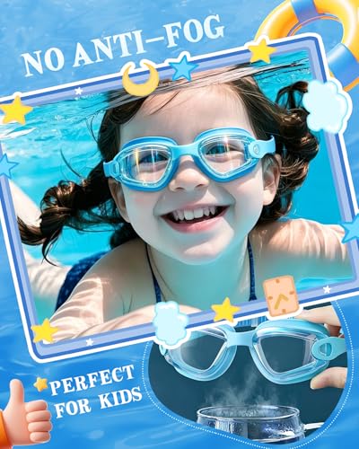 Aegend Kids Swim Goggles 2 Pack, Anti Fog&UV Swimming for Ages 3-15