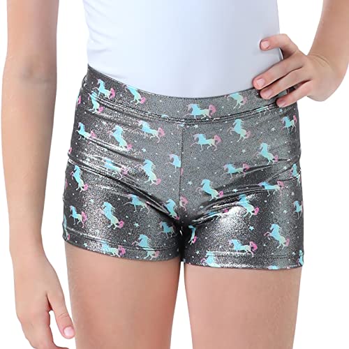 Gymnastics Shorts for Girls - Glitter Sparkle Tumbling - Unicorn Stars