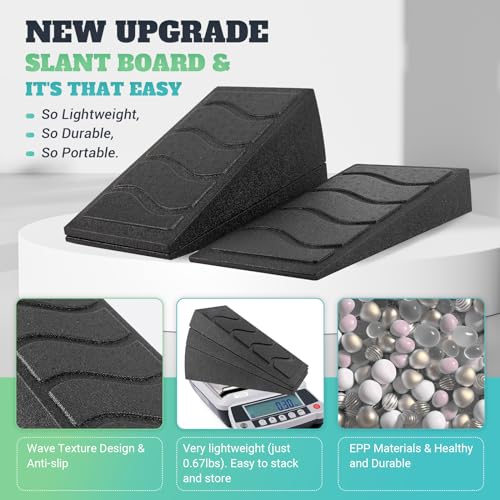 Squat Wedge Block for Calf Stretching - 5 Adjustable Angles, Classic & Black