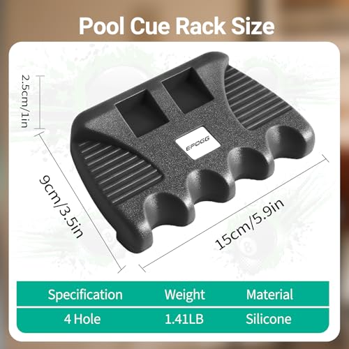 EPOGG Heavy Duty Pool Cue Holder with Chalk Dispenser, Non-Slip Tabletop Billiard Cue Rack