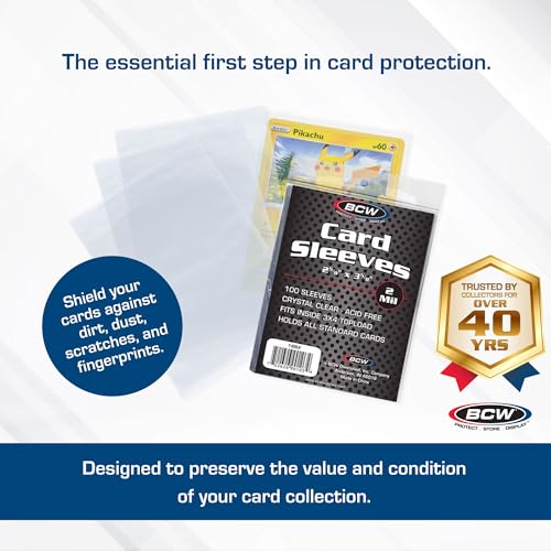BCW Standard Card Penny Sleeves, 2 5/8 x 3 Inches, Clear, 500 Count