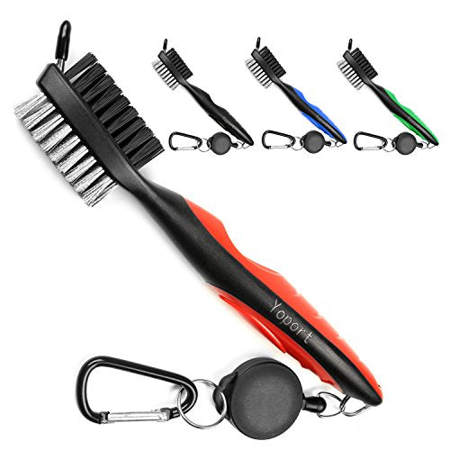 Golf Club Brush & Groove Cleaner - Red & Black - 2 Ft Retractable