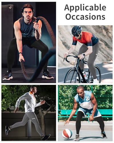 Men's Compression Running Tights with Pockets - White, Small