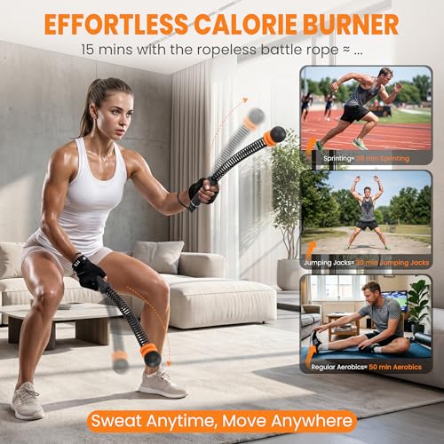 Adjustable Ropeless Battle Ropes with Weight - 2 Pack, Black