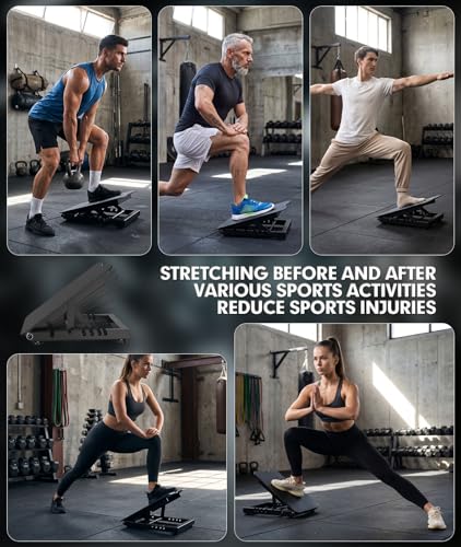 Black Adjustable Slant Board for Squats and Calf Stretching | Heavy-Duty Steel
