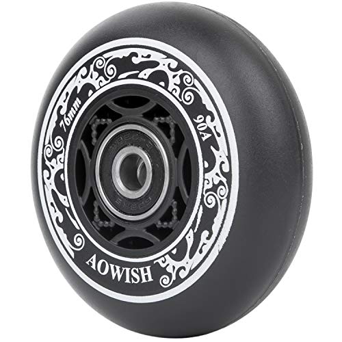 AOWISH 76mm Black Ripsurf Wheels with Bearings ABEC-9 for Skateboards & Scooters