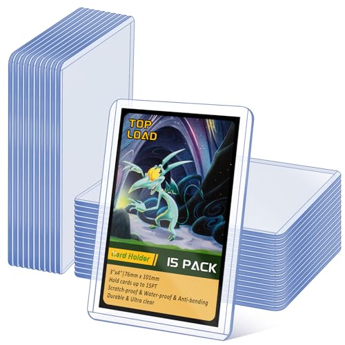 Hard Plastic Card Top Loaders - 3x4 Inch Trading Card Sleeves - 15 Pack