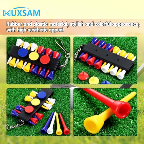 Golf Tee Holder with Keychain - 12 Tees & 3 Ball Markers - Black