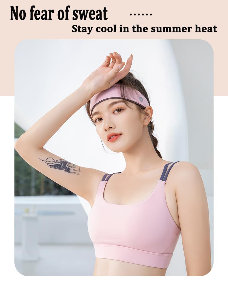 Cooling Sports Headband - Moisture Wicking Non-Slip Workout Band - Pink