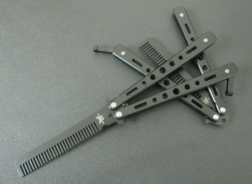 Black Metal Butterfly Comb Trainer Tool - Stainless Steel