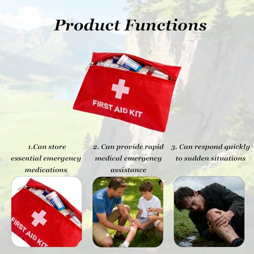 Mini First Aid Bag - Empty Zipper Pouch - Red 6 Pack (4.3 x 6.3 in)