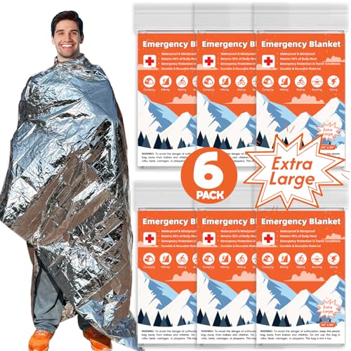 Emergency Mylar Blankets - 6 Pack Survival Space Blankets