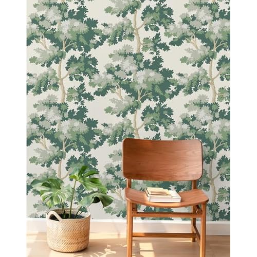 Tomete Forest Wallpaper Tree Peel and Stick Wallpaper Green Forest Contact Paper Peel and Stick Modern Mural Removable Leaf Contact Paper Self-Adhesive Bathroom Waterproof Vintage Vinyl 78.7inL 17inW
