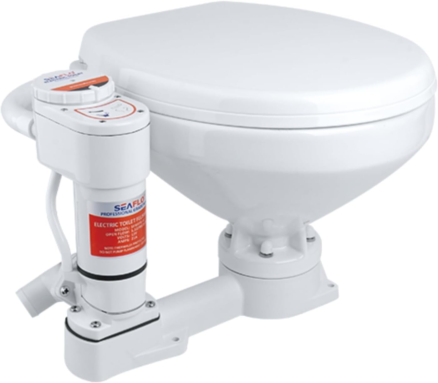 SEAFLO 12V Electric Marine Toilet Conversion Kit - Self-Priming Macerator Flush, Fits Compact & Regular Heads