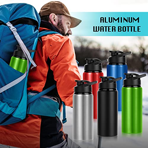 20 Oz Black Aluminum Water Bottles, 10 Pack with Snap Lids – Leak Proof, Reusable Sports Bottle