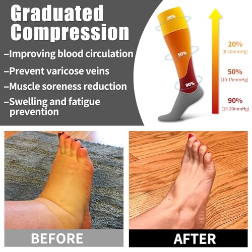 6 Pack Copper Compression Socks for Enhanced Circulation