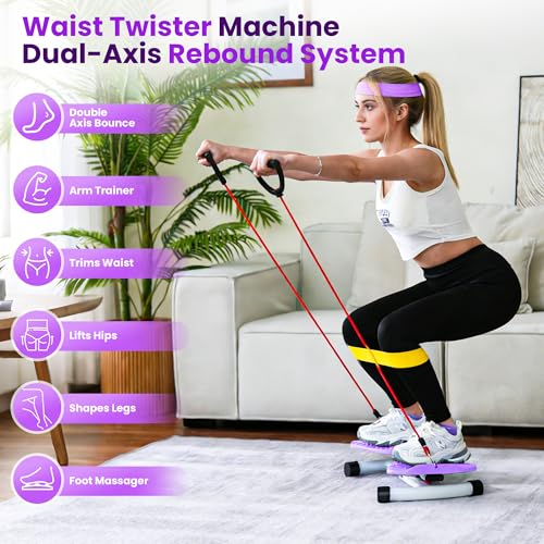 Adjustable Waist Twister Machine with Digital Counter - Purple
