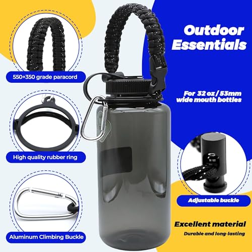 Cap Strap for 32 oz Wide Mouth Bottles - Durable Nocturnal Black