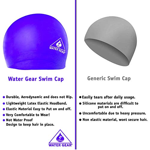 Latex Swim Cap for Long Hair - Durable Unisex Athletic Cap - Purple