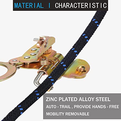 Fall Protection Rope Grab with Anti-Panic Feature, Auto-Trail Double Locking Rope Grabs Fall Arrester, Used with 5/8¡± Lifeline Rope, for Construction, Climbing, Comply to ANSI/OSHA