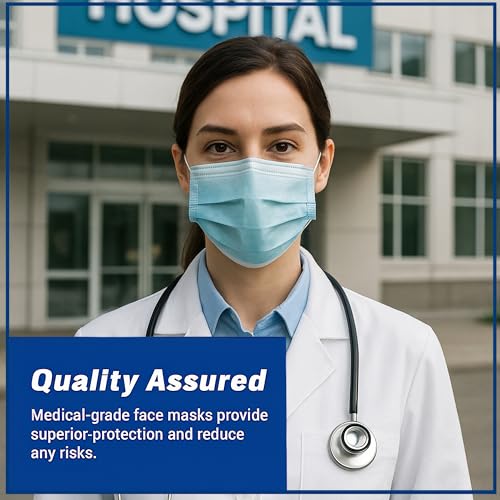 Disposable Face Masks, Medical Grade 3 Ply Protection for Adults - Comfortable, Soft, Breathable, 3 layer