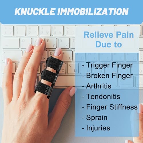 QiiMyyo Finger Splint 4-Pack Universal Trigger Finger Immobilization, Black